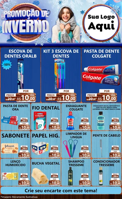 Modelo de Encarte para Encarte Grande com o tema Promoção de Inverno para Higiene Pessoal