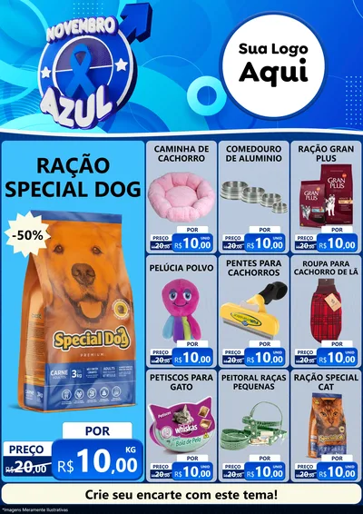 Modelo de Encarte para Encarte A4 Vertical com o tema Novembro Azul para Pet Shop