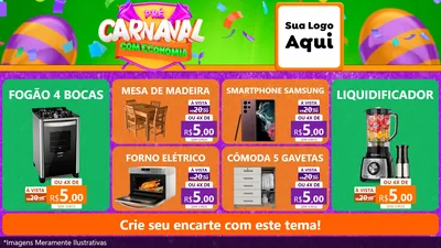 Modelo de TV para TV Horizontal com o tema Pré-Carnaval Com Economia para Móveis e Eletro