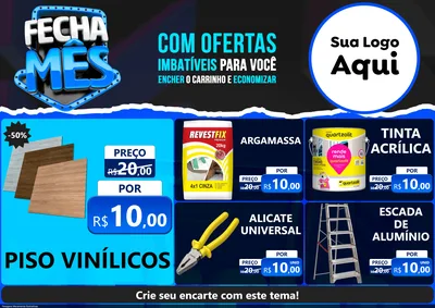 Modelo de Encarte para Encarte A4 Horizontal com o tema Fecha Mês para Material para Construção