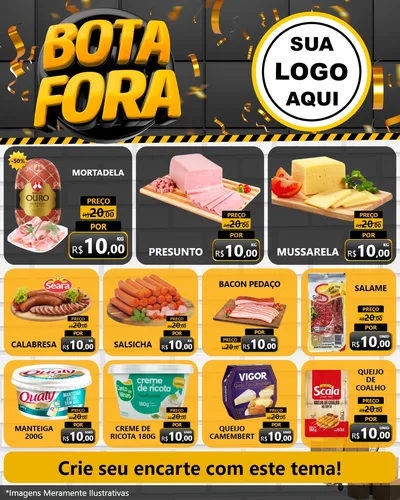 Modelo de Rede Social para Feed Instagram com o tema Bota Fora para Frios e Laticínios