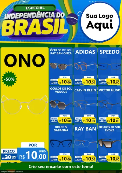 Modelo de Encarte para Encarte A4 Vertical com o tema Especial Independência do Brasil para Óticas