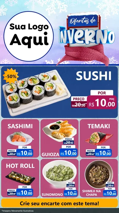 Modelo de Rede Social para Stories com o tema Ofertas de Inverno para Comida japonesa