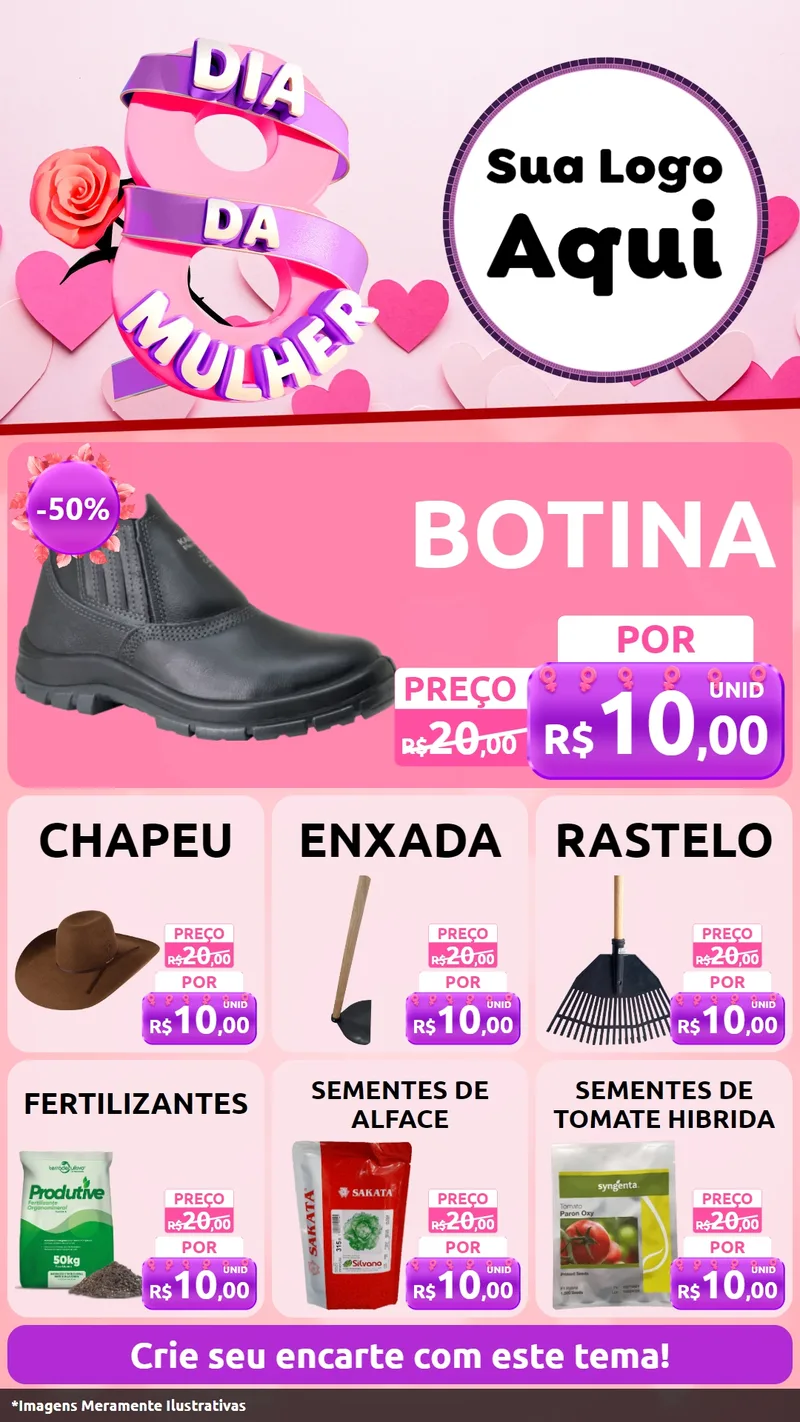 Modelo de Rede Social para Stories com o tema Dia da Mulher para Agropecuária