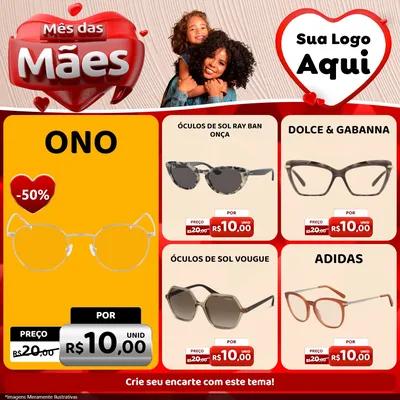 Modelo de Rede Social para Feed Facebook com o tema Mês das Mães para Óticas