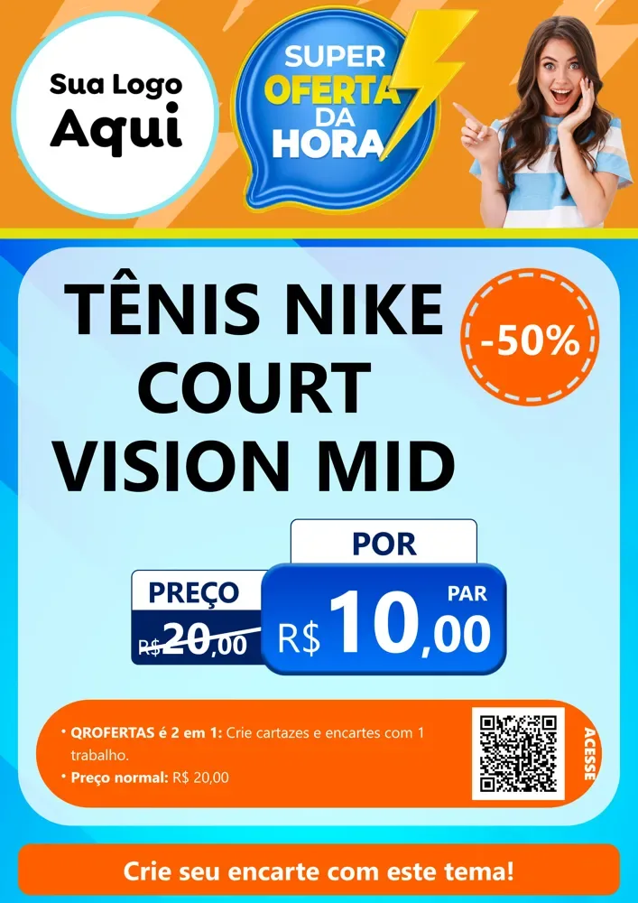 Modelo de Cartaz para Cartaz A4 Vertical com o tema Super Oferta da Hora para Calçados