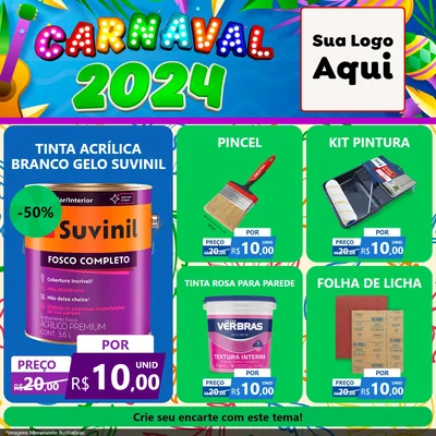 Modelo de Rede Social para Feed Facebook com o tema Carnaval 2027 para Tintas e Ferramentas