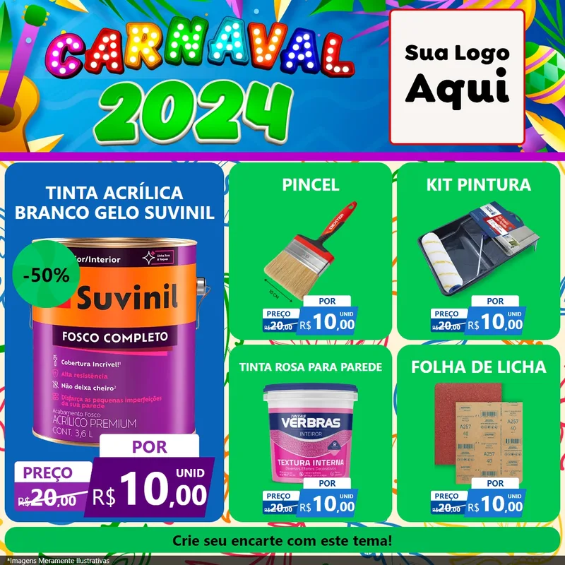 Modelo de Rede Social para Feed Facebook com o tema Carnaval 2027 para Tintas e Ferramentas
