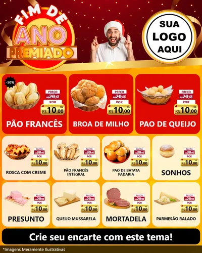 Modelo de Rede Social para Feed Instagram com o tema Fim de Ano Premiado para Padaria