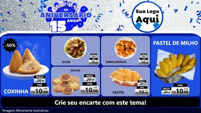 Modelo de TV para TV Horizontal com o tema Promoção de Aniversário - 15 Anos para Salgadaria
