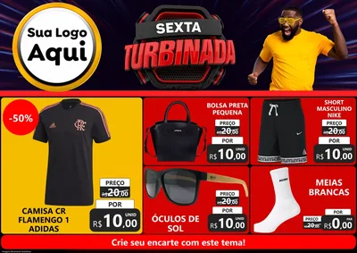 Modelo de Encarte para Encarte A4 Horizontal com o tema Sexta Turbinada para Roupas e acessórios