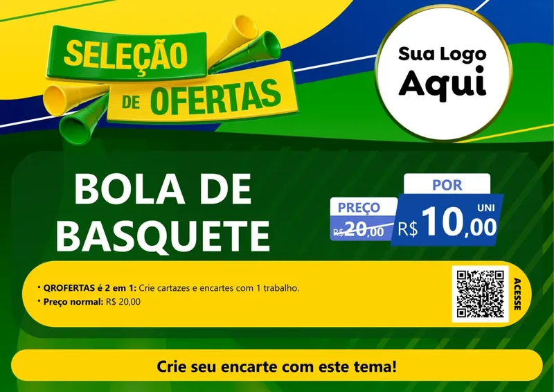 Modelo de Cartaz para Cartaz A4 Horizontal com o tema Seleção de Ofertas - Copa para Artigos Esportivos