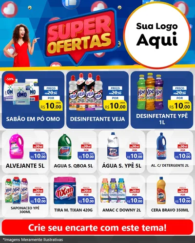 Modelo de Rede Social para Feed Instagram com o tema Super Ofertas para Produtos de Limpeza