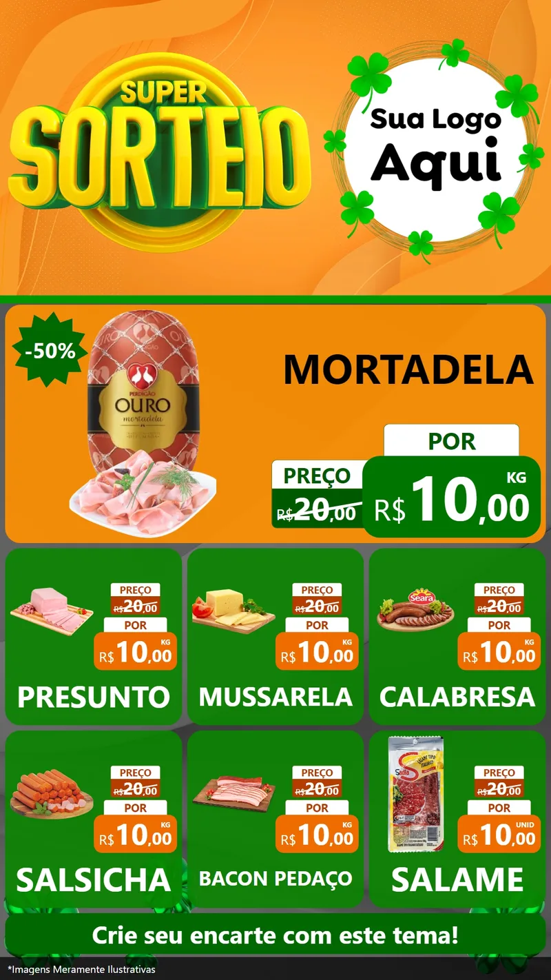 Modelo de Rede Social para Stories com o tema Super Sorteio para Frios e Laticínios