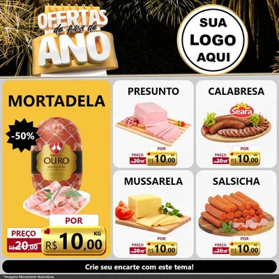Modelo de Rede Social para Feed Facebook com o tema Ofertas de Fim de Ano para Frios e Laticínios