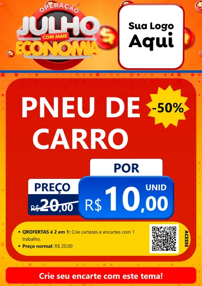 Modelo de Cartaz para Cartaz A4 Vertical com o tema Operação Julho Com Mais Economia para Auto peças