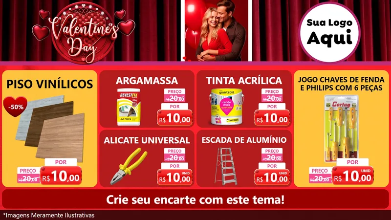 Modelo de TV para TV Horizontal com o tema Valentine's Day para Material para Construção