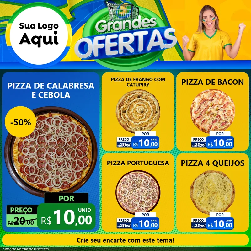 Modelo de Rede Social para Feed Facebook com o tema Grandes Ofertas para Pizzaria