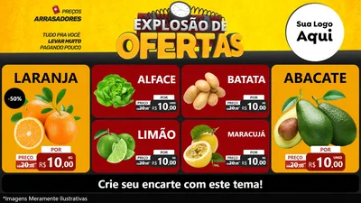 Modelo de TV para TV Horizontal com o tema Explosão de Ofertas para Hortifrúti