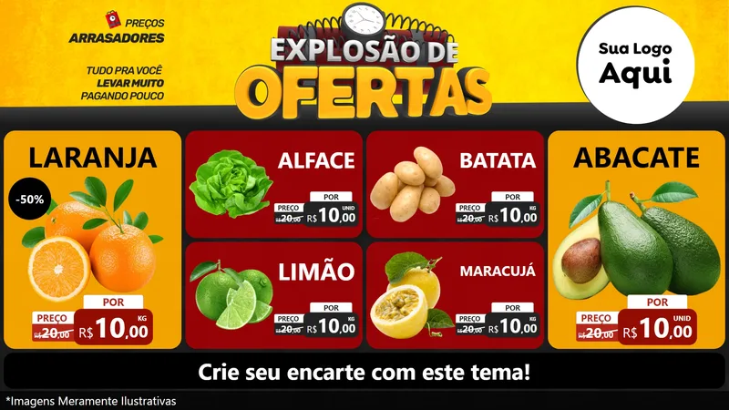 Modelo de TV para TV Horizontal com o tema Explosão de Ofertas para Hortifrúti