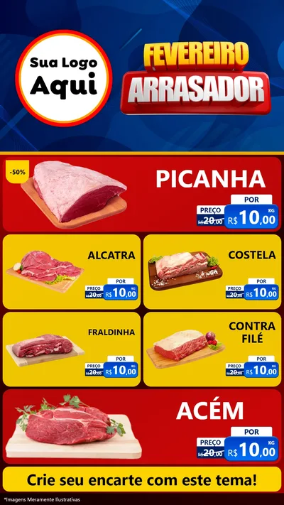 Modelo de TV para TV Vertical com o tema Fevereiro Arrasador para Açougue