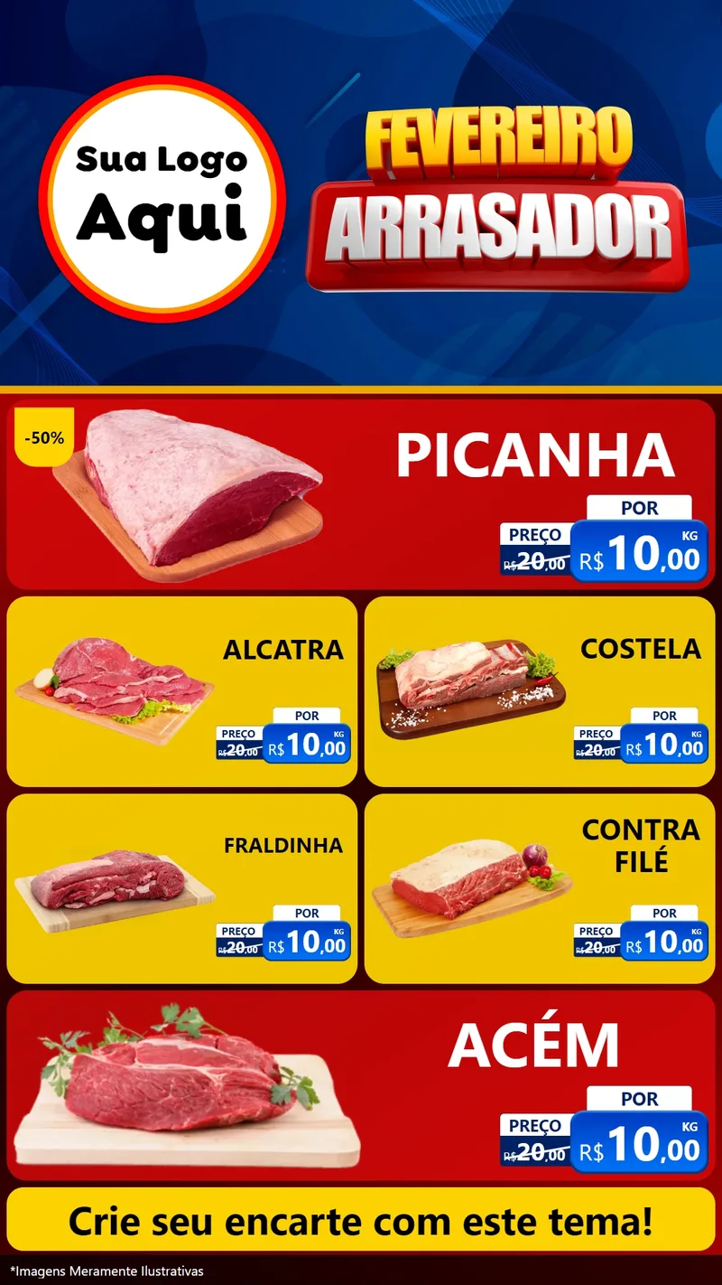 Modelo de TV para TV Vertical com o tema Fevereiro Arrasador para Açougue