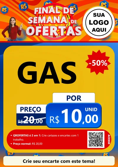 Modelo de Cartaz para Cartaz A4 Vertical com o tema Final de Semana de Ofertas para Água e gás