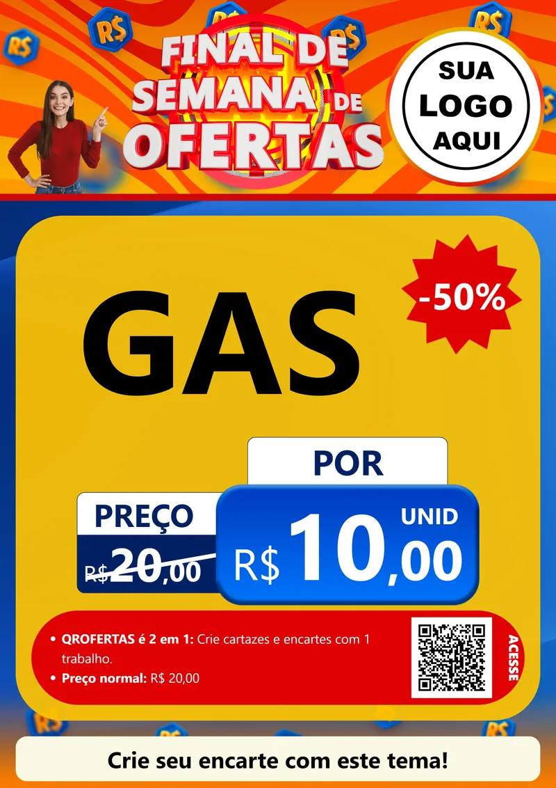 Modelo de Cartaz para Cartaz A4 Vertical com o tema Final de Semana de Ofertas para Água e gás