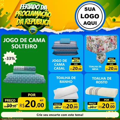 Modelo de Rede Social para Feed Facebook com o tema Feriado da Proclamação da República para Cama, Mesa e Banho