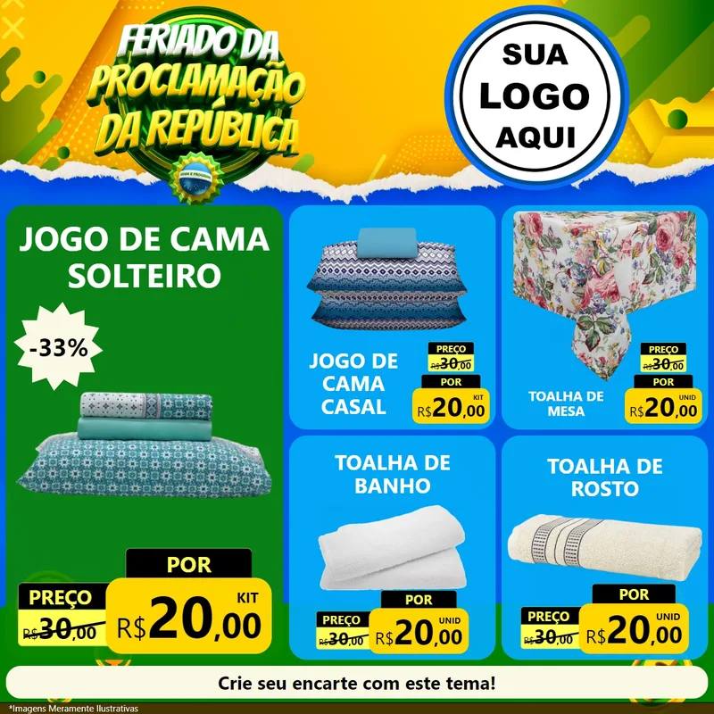 Modelo de Rede Social para Feed Facebook com o tema Feriado da Proclamação da República para Cama, Mesa e Banho