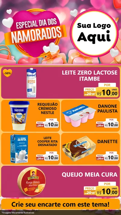 Modelo de TV para TV Vertical com o tema Especial Dia dos Namorados para Frios e Laticínios