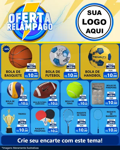 Modelo de Rede Social para Feed Instagram com o tema Oferta Relâmpago para Artigos Esportivos