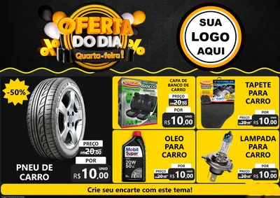 Modelo de Encarte para Encarte A4 Horizontal com o tema Oferta do Dia - Quarta Feira! para Auto peças