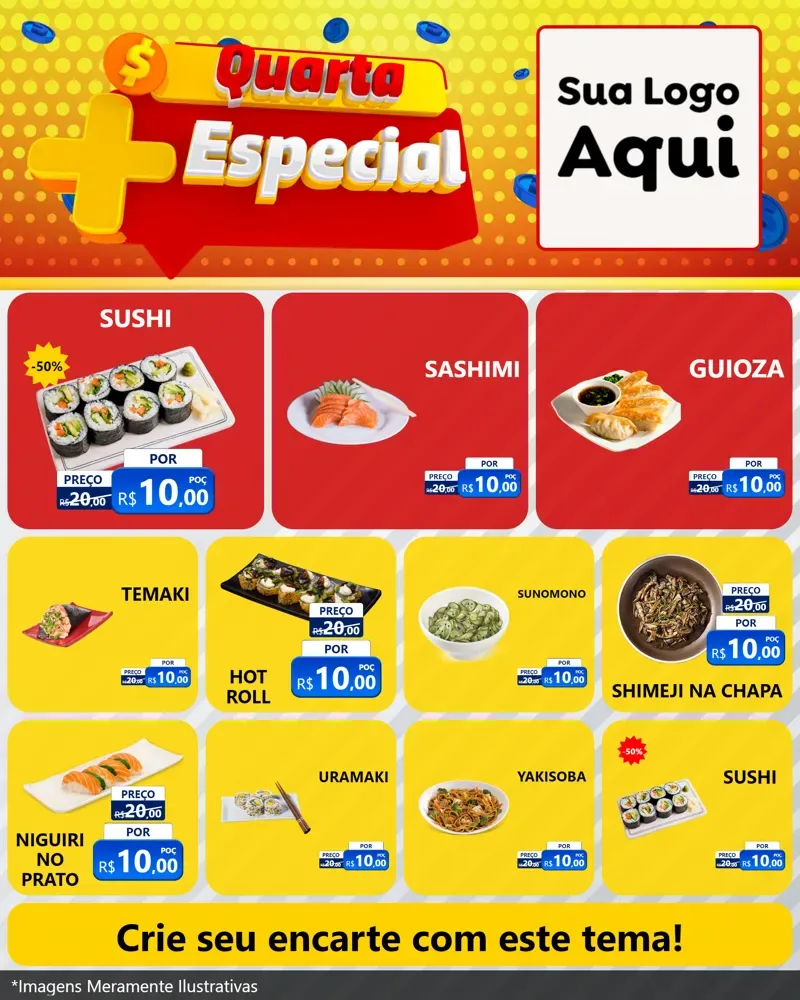 Modelo de Rede Social para Feed Instagram com o tema Quarta Mais Especial para Comida japonesa