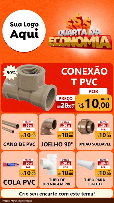 Modelo de Rede Social para Stories com o tema Quarta da Economia para Tubos e conexões