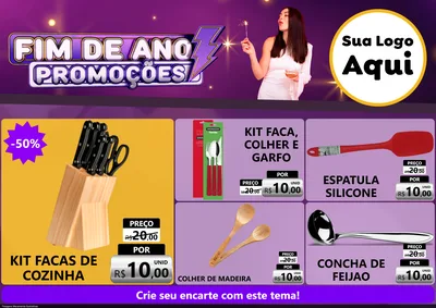 Modelo de Encarte para Encarte A4 Horizontal com o tema Fim de Ano Promoções para Utilidades Domésticas