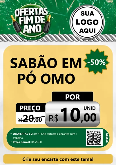 Modelo de Cartaz para Cartaz A4 Vertical com o tema Ofertas Fim de Ano para Produtos de Limpeza