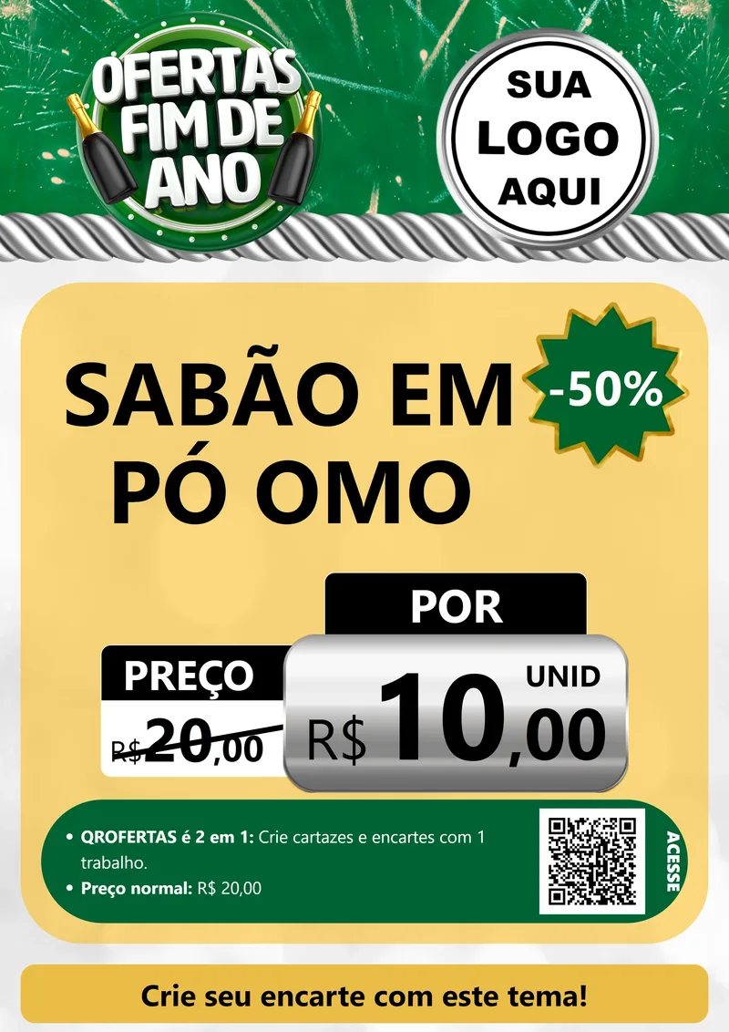 Modelo de Cartaz para Cartaz A4 Vertical com o tema Ofertas Fim de Ano para Produtos de Limpeza