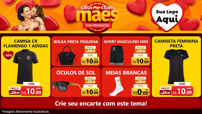 Modelo de TV para TV Horizontal com o tema Dia das Mães com Promoção para Roupas e acessórios