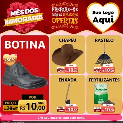 Modelo de Rede Social para Feed Facebook com o tema Mês dos Namorados para Agropecuária