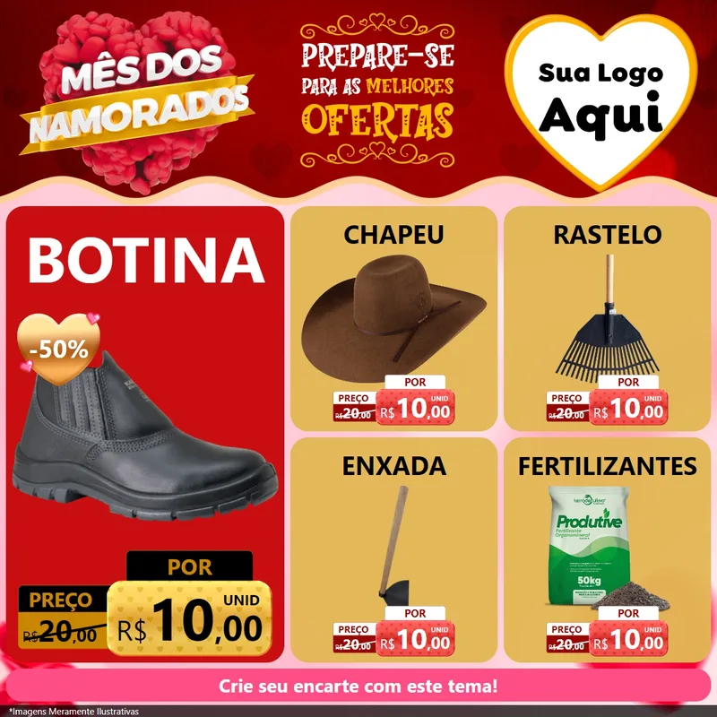 Modelo de Rede Social para Feed Facebook com o tema Mês dos Namorados para Agropecuária