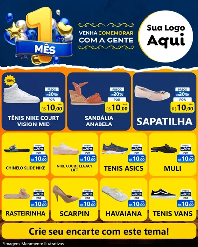 Modelo de Rede Social para Feed Instagram com o tema Um Mês de Aniversário para Calçados