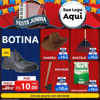 Modelo de Rede Social para Feed Facebook com o tema Festa Junina para Agropecuária