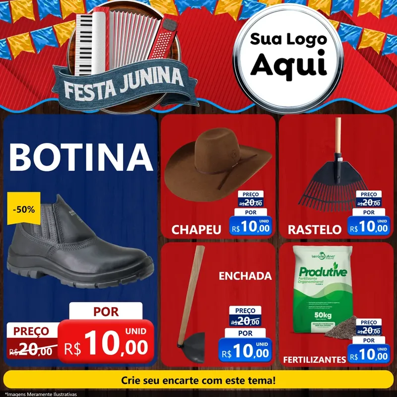 Modelo de Rede Social para Feed Facebook com o tema Festa Junina para Agropecuária