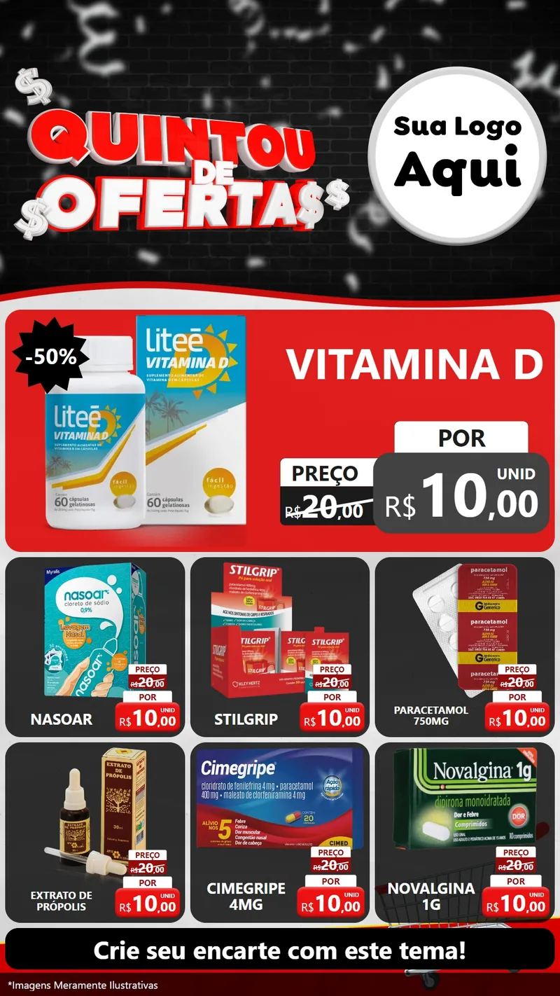 Modelo de Rede Social para Stories com o tema Quintou de Ofertas para Farmácia