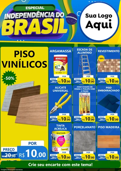 Modelo de Encarte para Encarte A4 Vertical com o tema Especial Independência do Brasil para Material para Construção