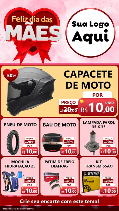 Modelo de Rede Social para Stories com o tema Feliz Dia Das Mães para Moto peças