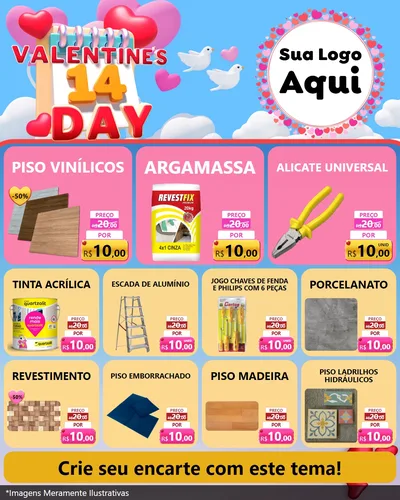 Modelo de Rede Social para Feed Instagram com o tema Valentine's Day para Material para Construção