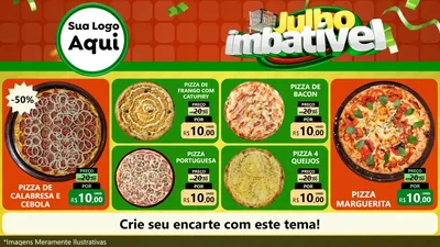 Modelo de TV para TV Horizontal com o tema Julho Imbatível para Pizzaria
