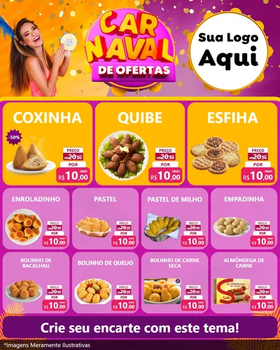 Modelo de Rede Social para Feed Instagram com o tema Carnaval de Ofertas para Salgadaria